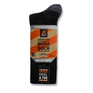 Xpert Core Comfort Work Sock 3 PACK BLACK/GREY